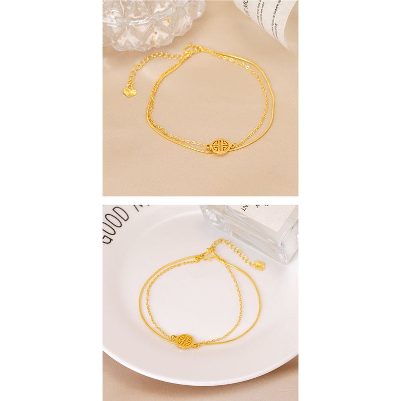 Gelang Kaki Lapis Emas Asli Kadar 375 Gaya Klasik Minimalis Untuk Wanita