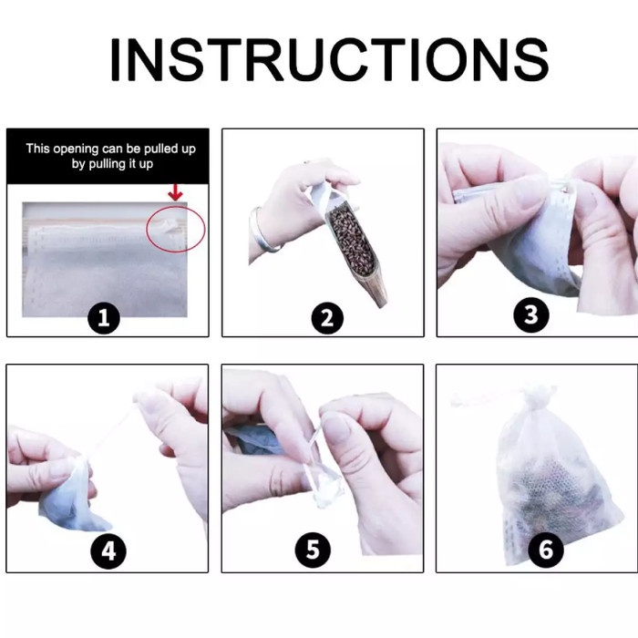 

B0621D Kantong Teh Kosong & Tali / Disposable Empty Tea Bags 5X7 Cm (100 Pcs) 054