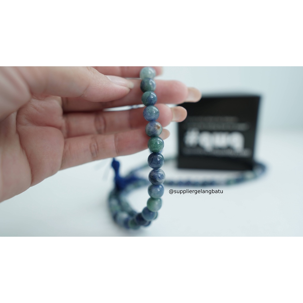 tasbih batu LAZURIT BIRU HIJAU 8mm 99 butir tasbeh BERSERAT TEMBUS