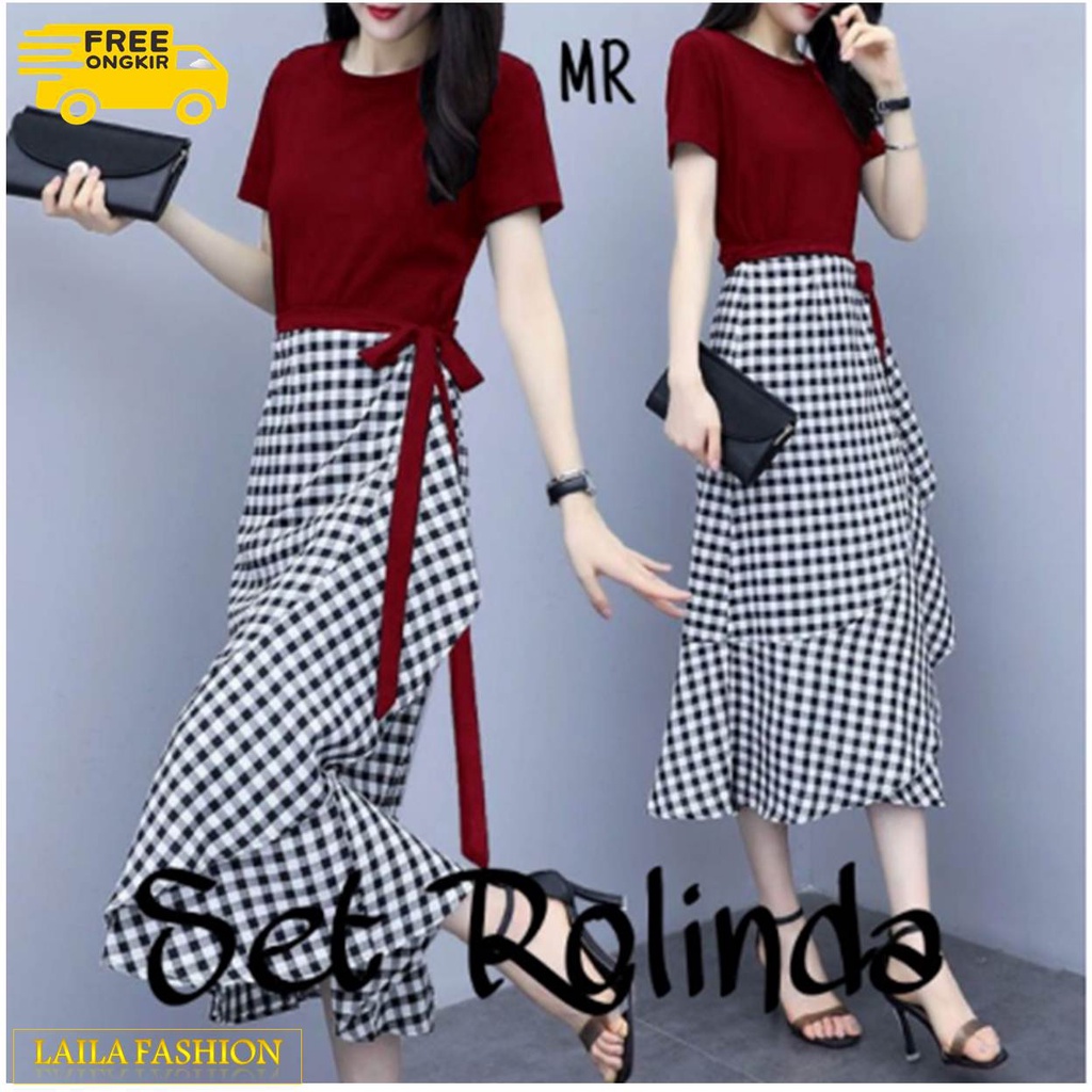 Setelan Baju Wanita Remaja 2021 Kekinian Model Elegant Pesta Kondangan Setelan Rolinda Blouse Rok L