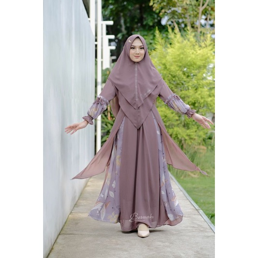 (ORIGINAL)  Gamis Set Hijab MARWAH SERUNI set Syar'i by Bermerks syar'i/ gamis perempuan remaja berm