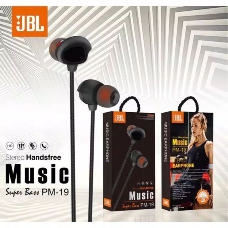 Headset JBL PM-19 Hf Handfree Hansfree JBL PM-19 Stereo Bass HF JBL PM19 Earphone Bass