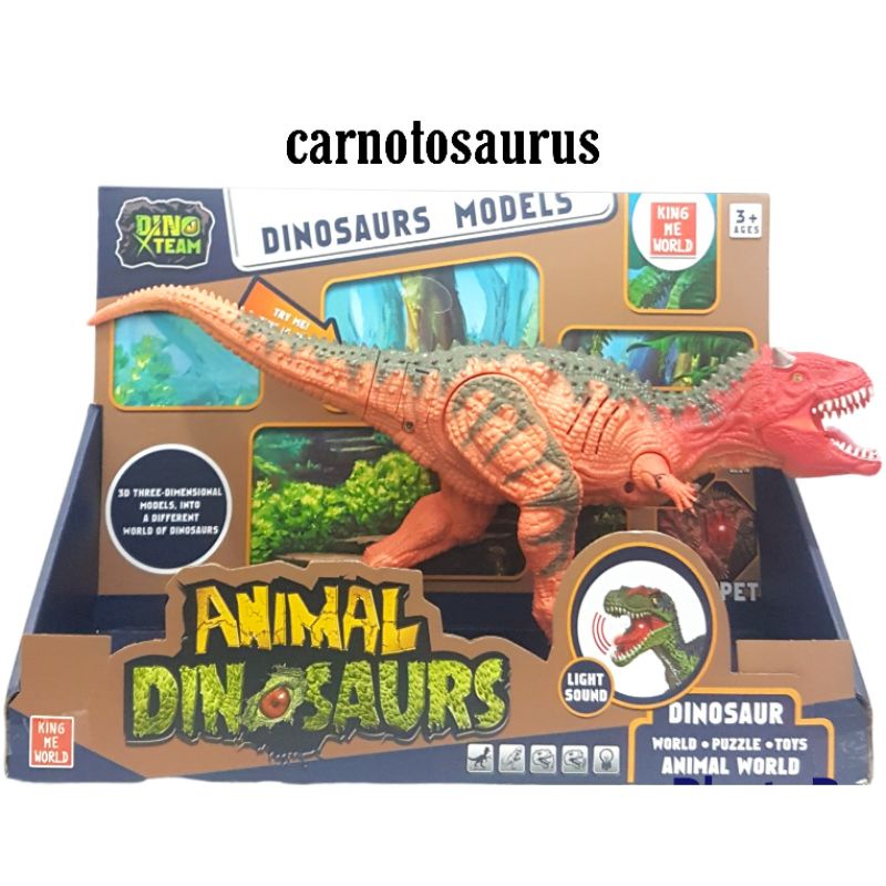 Mainan Anak Dinosaurus Tyrannosaurus T-rex Carnotosaurus Velociraptor Bunyi Lampu