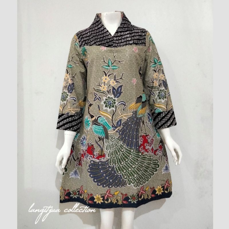 TUNIK BATIK ISYANA MERAK AYU#02 | DRESS BATIK MOTIF BURUNG MERAK