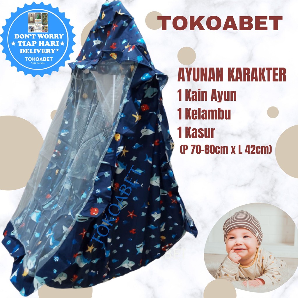 Ayunan karakter perlengkapan bayi dengan ayunan kain kasur kelambu (NO PER &amp; NO HANGER) NEW VARIANS