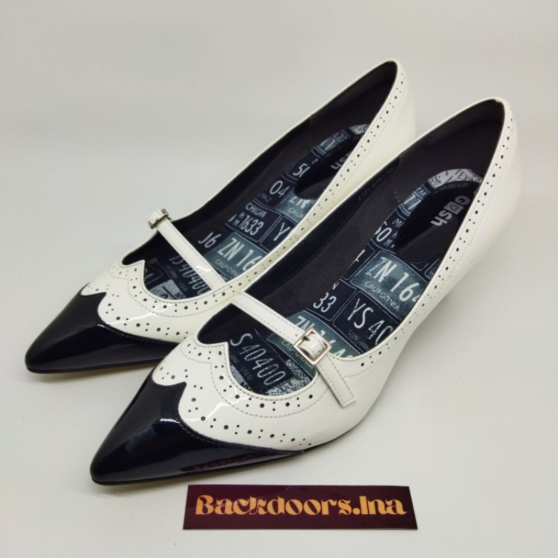 Gosh Calabria 636 Pump heels flat shoe black white wanita woman original sepatu casual formal