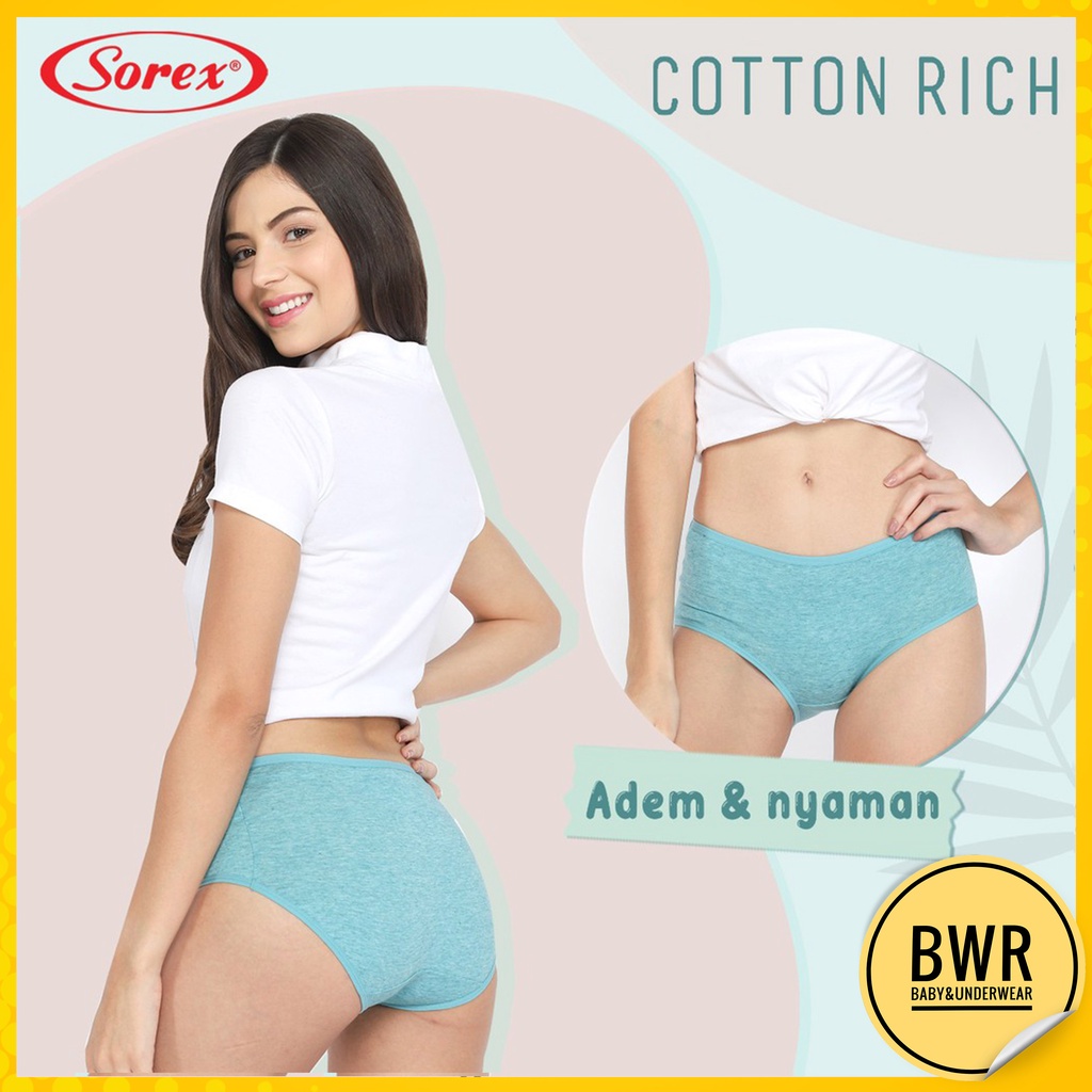 [ 6pc ] Celana Dalam Wanita Basic Midi / CD Sorex 1254 Melange Adem Dan Lembut | Bwr