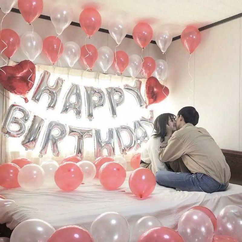 PAKET DEKORASI ULANG TAHUN/ HAPPY BIRTHDAY SIMPLE WHITE ROSEGOLD