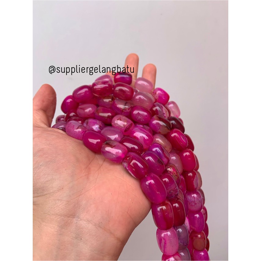 batu alam Penden tabung purple agate 2 x 1,5 cm bahan gelang kalung