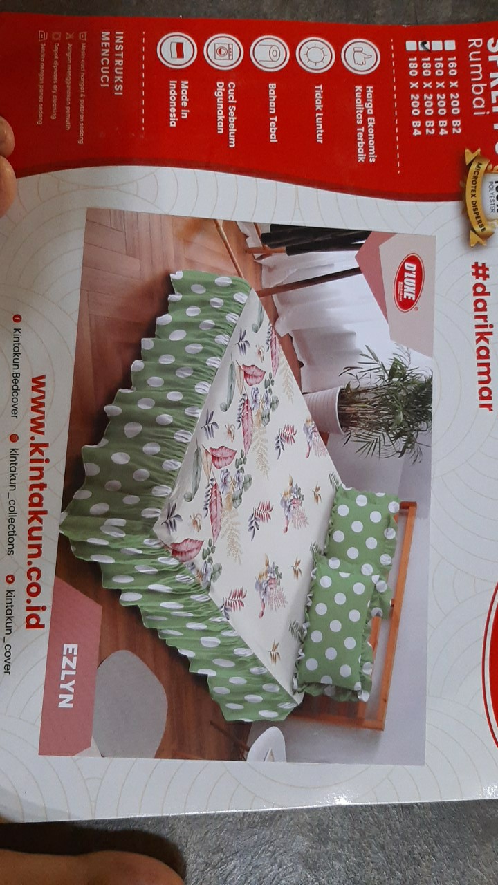 Kintakun Sprei Rumbai 180x200 Motif Eva Abel Albany Fiji Hannah Arthur Chloe - King 180 Sp P3 Seprai