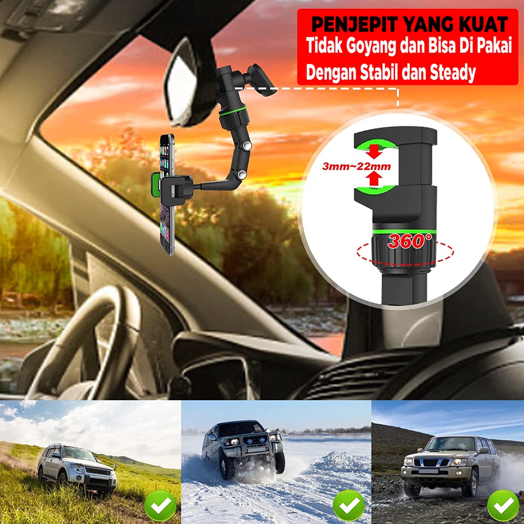 Phone Holder Mobil 7 IN 1 Car Holder penahan handphone fleksibel putar Dudukan Penjepit penyangga Hp universal di meja rak gagang pintu bangku tengah belakang rearview mirror mobil  kuat rapi Stand Henpon NB55N