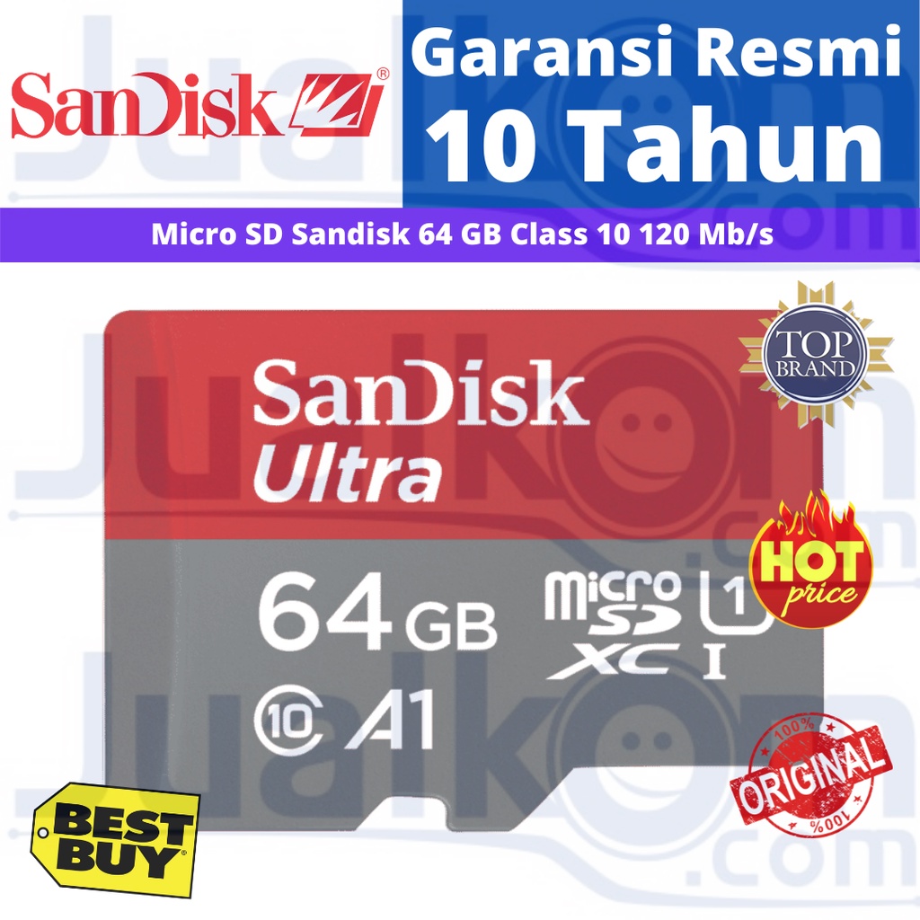 SanDisk MicroSD Micro SD 64GB 120 mb/s Class 10 SDXC