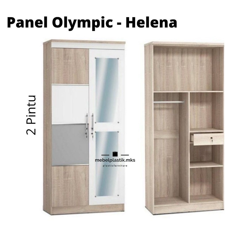 Lenari Pakaian/ Lemari Panel/ Lemari Baju/ Lemari Kayu/ Lemari Olympic Helena/ Lemari 2 Pintu/ Lemar