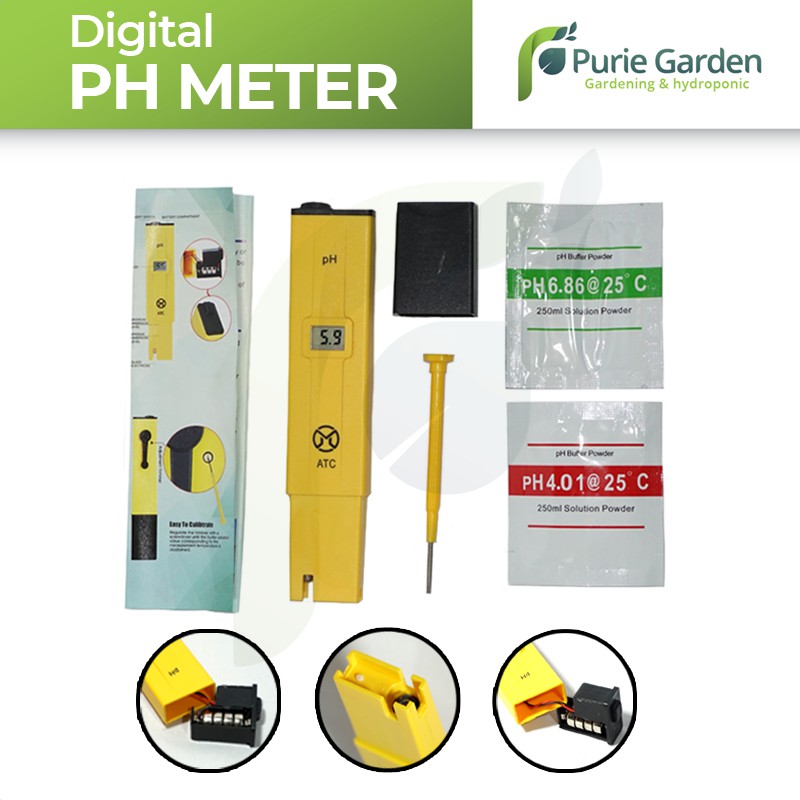 PH Meter Digital + PH Buffer (Alat ukur nutrisi hidroponik)