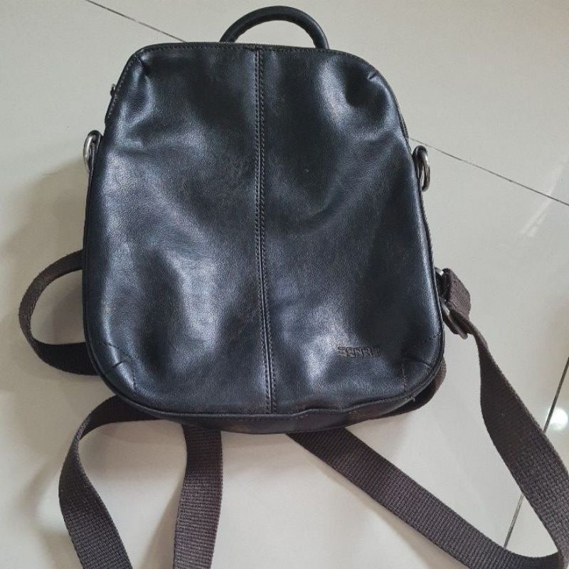 PRELOVED TAS RANSEL MINI HITAM MERK ESPRIT BLACK MINI BACKPACK FASHION WANITA STYLISH SCHOOL CAMPUS