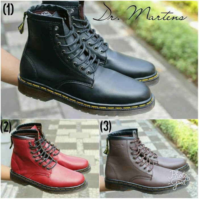 Sepatu boots Dr. Martens Docmart boots murah maroon black brown casual pria