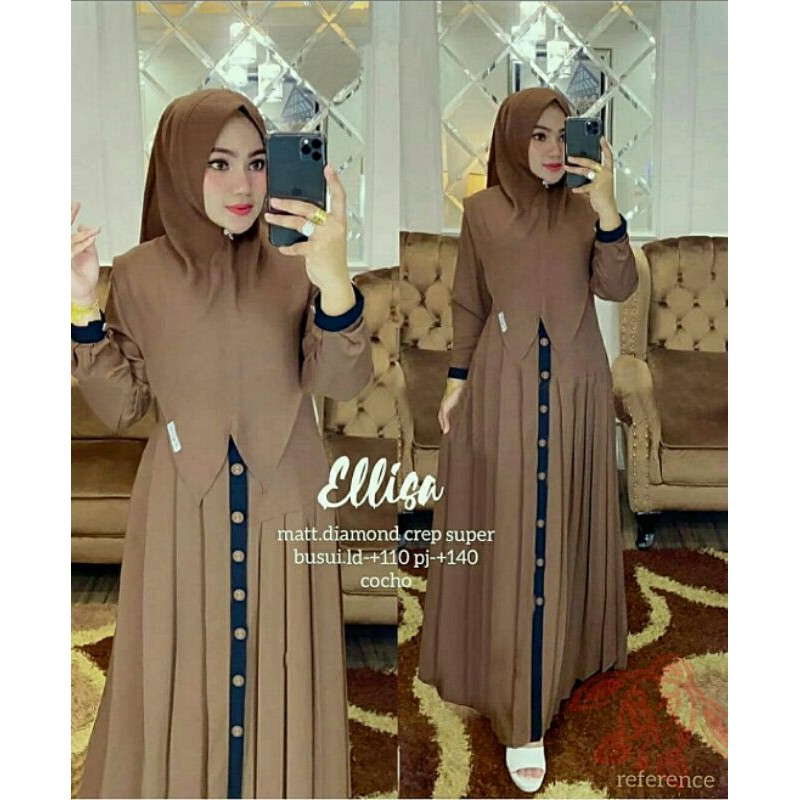 Maxi Maxy Dress Gamis Syari Busui Moscrepe Elisa Jumbo