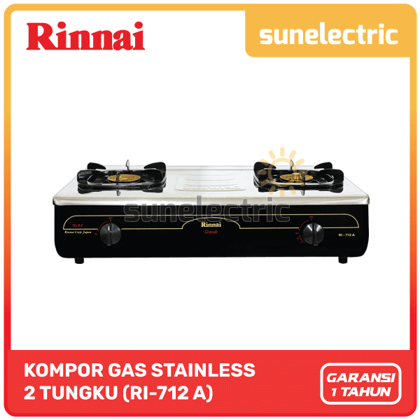 Rinnai RI-712A Kompor Gas Jumbo Stainless 2 Tungku RI 712A/ RI 712 A / RI712A / RI712 A / RI-712 A