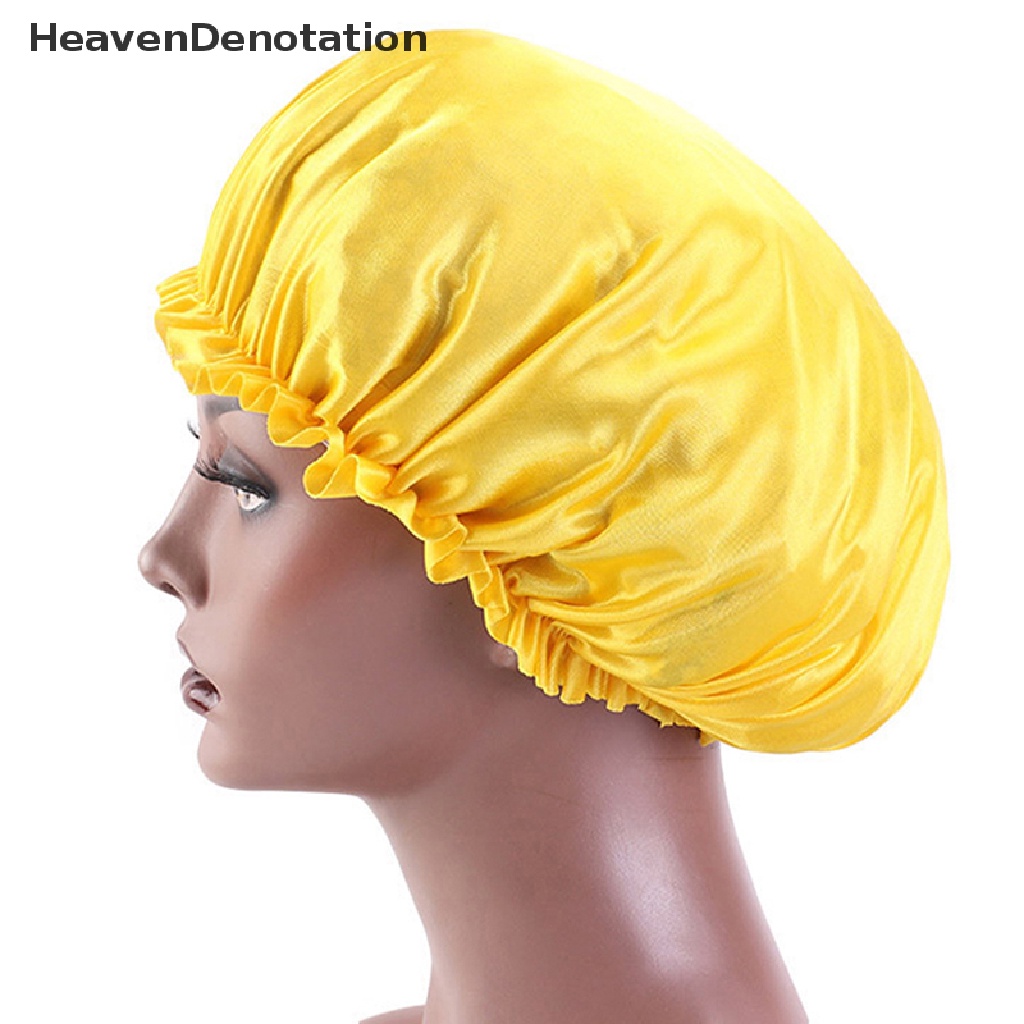 [HeavenDenotation] Satin Solid Sleeping Hat Bonnet Night Sleep Cap Hair Care Bonnet Nightcap