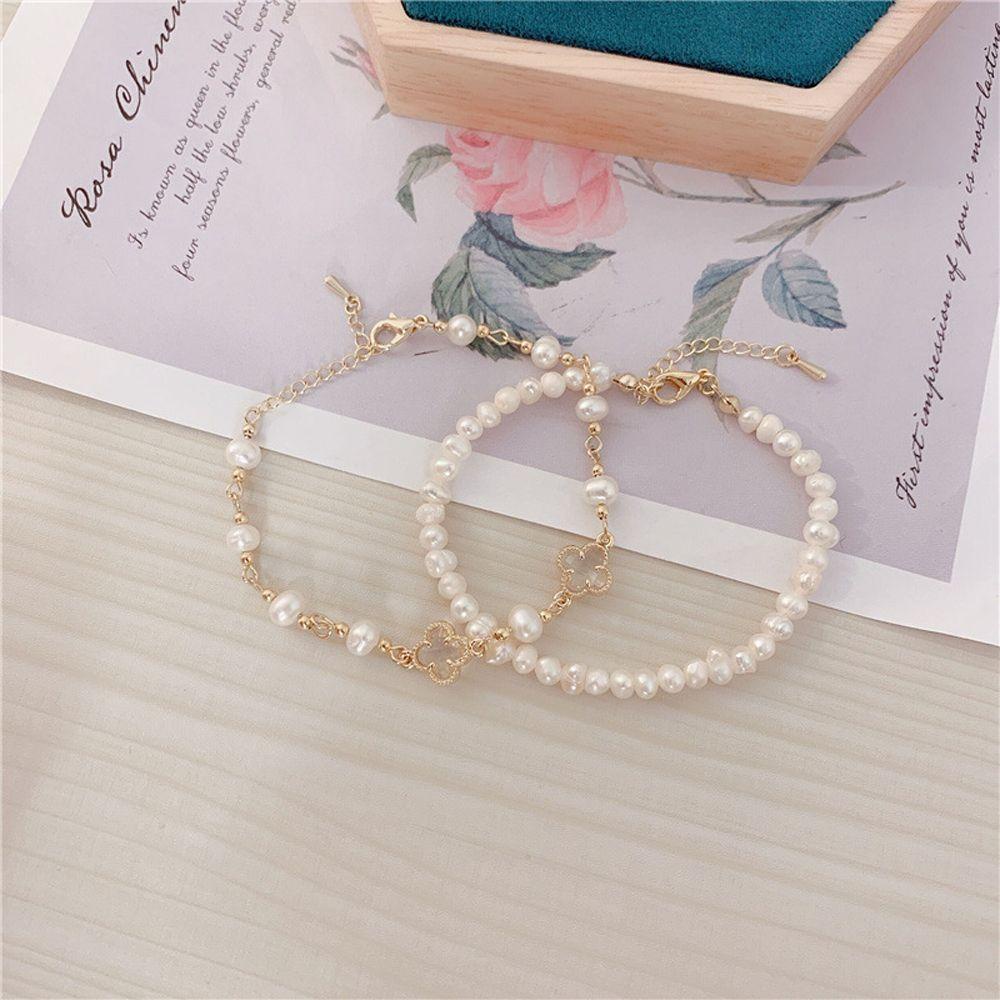 Mxbeauty Gelang Semanggi Beruntung Manis Gadis Unik Hadiah Temperamen Mutiara Pesta Perhiasan Aksesoris Korea Style Jewelry