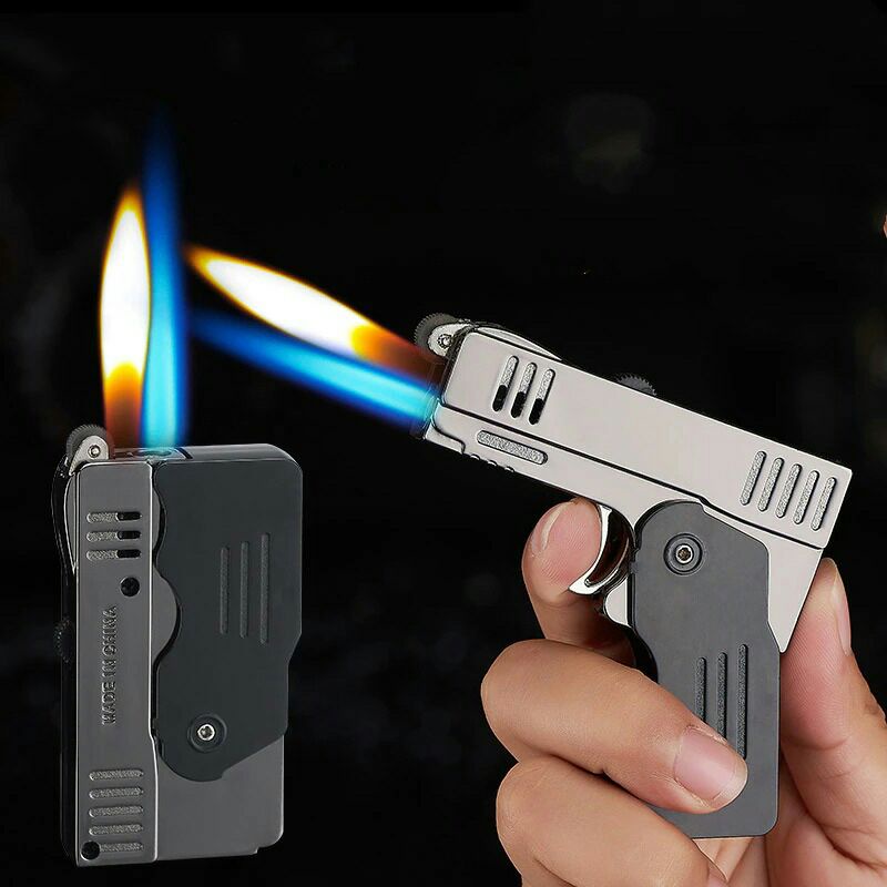 Korek Api Gas Double Fire Pistol Butane Torch Jet Windproof Morping Hq0030