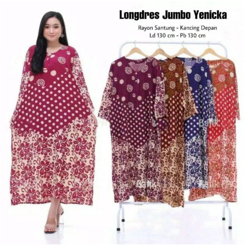 Daster Rayon Jumbo Lengan Panjang Semata Kaki Busui Bumil (Bunga,Kelapa,Miranti) Ld 130 Rayon Adem Murah