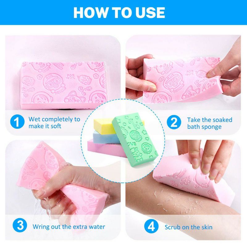 Spon mandi lembut bayi, anak, dewasa penghilang daki sponge spons