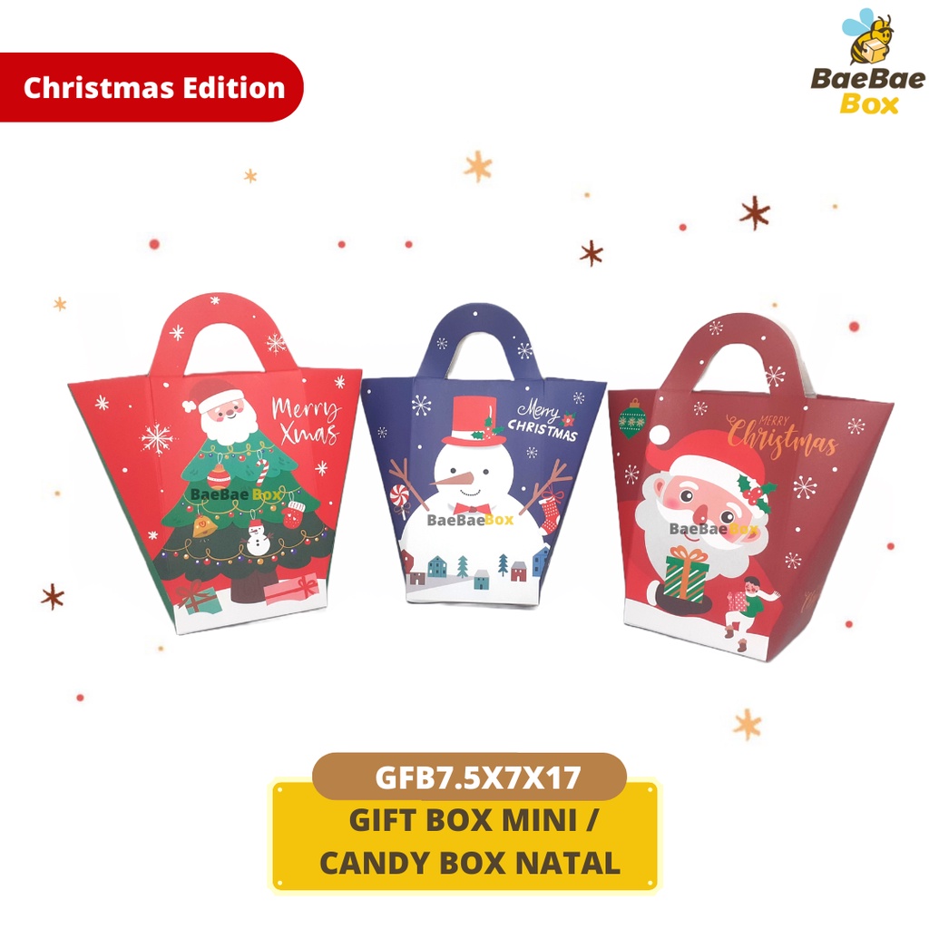 

Gift Box Mini Natal / Candy Box Natal / Kantong Permen Christmas 7.5x7x17cm