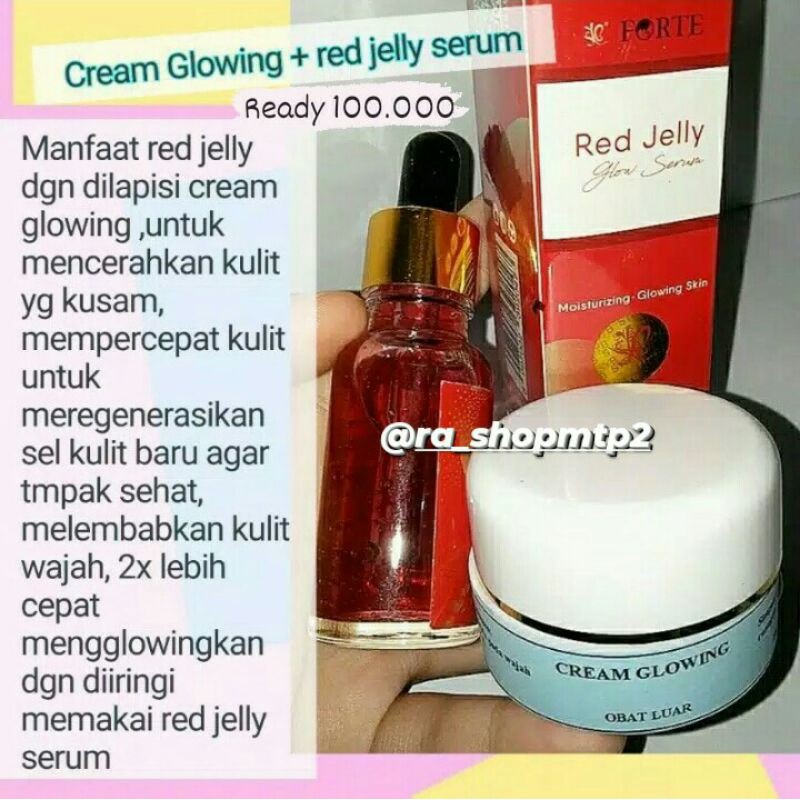Cream malam glowing primaderma + Serum Red jelly