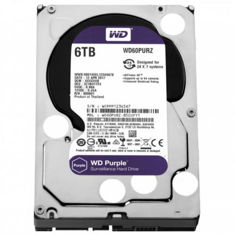 Harddisk HDD Hardisk CCTV PC /Hard Disk WD 6TB SATA HDD 3.5 PURPLE Baru
