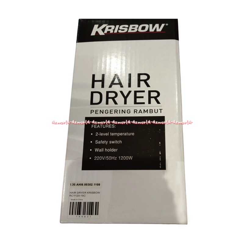 Krisbow Hair Dryer Pengering Rambut Menempel di Dinding warna putih Kris Hair Drayer Putih Model Hotel Kris