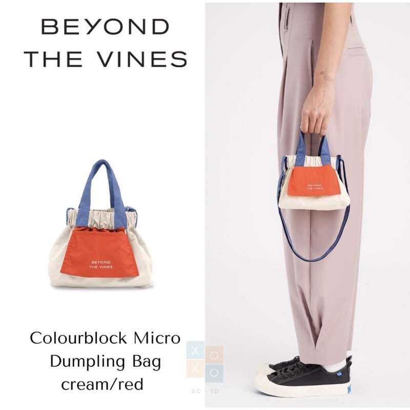 READY STOCK Beyond the Vines Micro Dumpling Bag Colourblock - Cream/Red