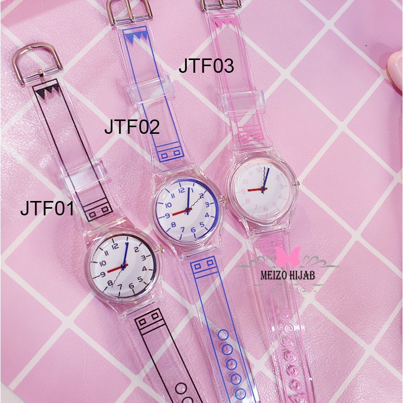 [COD] JTF Jam Tangan Wanita Korea Fashion Transparan jelly Harajuku Women Watch