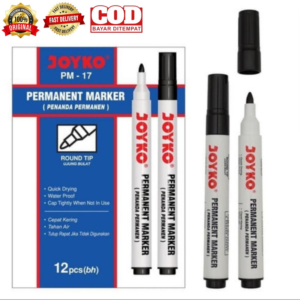 

Joyko permanent marker spidol permanen PM-17 18 19 1 pcs - Hitam alat tulis sekolah kantor