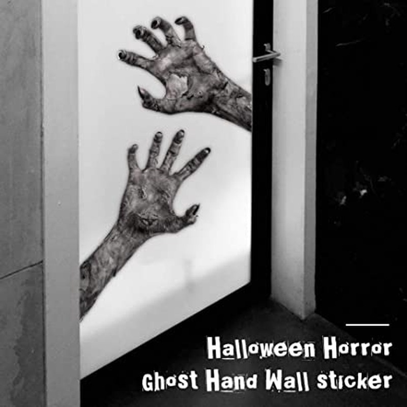 Stiker Dinding Desain Tangan Hantu 3D Bahan PVC Dengan Perekat Dapat Dilepas Untuk Dekorasi Halloween