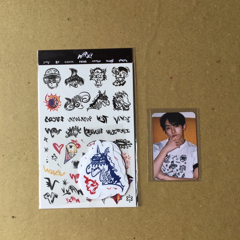 [ Ready ] unsealed fullset good condition tatto luggage sticker set winwin md merch designed by ten 