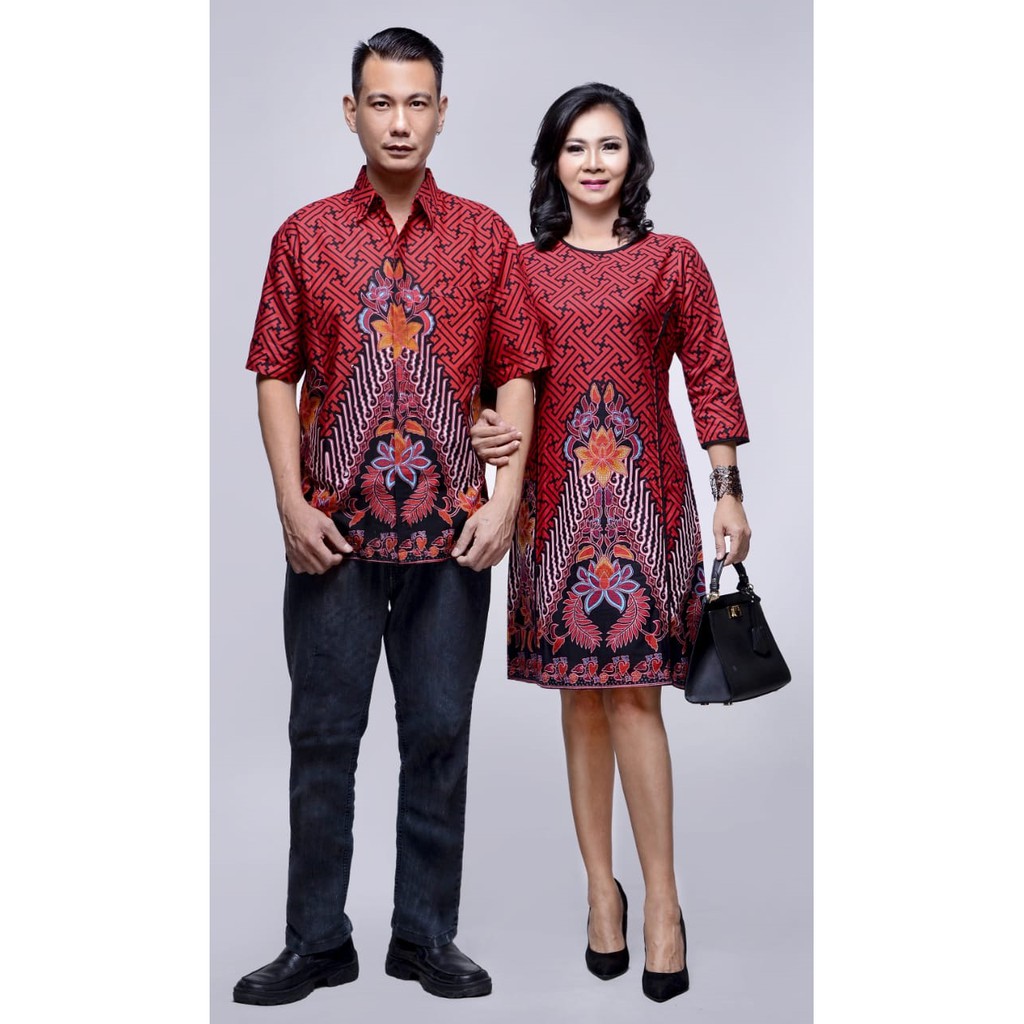 CAMISOLA CLOTHING BATIK COUPLE BATIK SARIMBIT DRESS ORCHID MERAH BATIK KELUARGA SERAGAM GROSIR