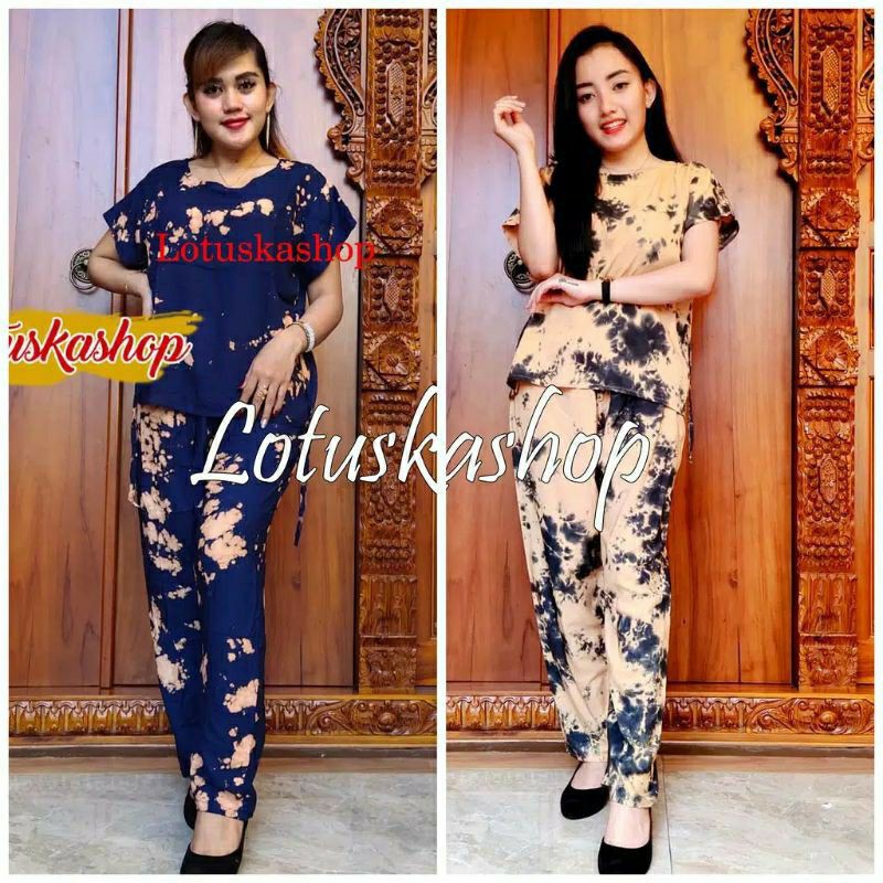 Setelan TIEDYE Bali/Setelan lengan pendek wanita