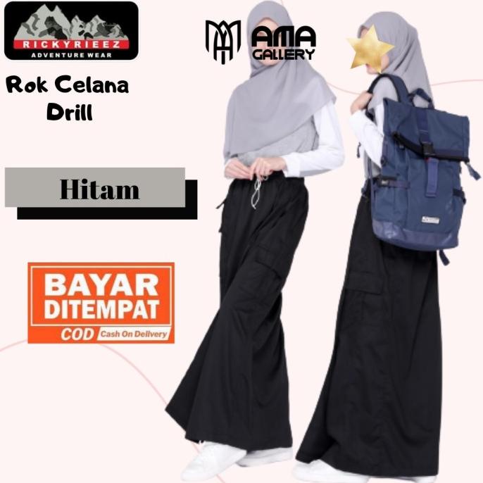 Rok Celana Santri Muslimah Pondok Pesantren Rickyrieez Drill Hitam