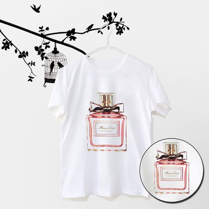 promo tumblr tee / t-shirt / kaos wanita lengan pendek miss dior warna putih terbaru