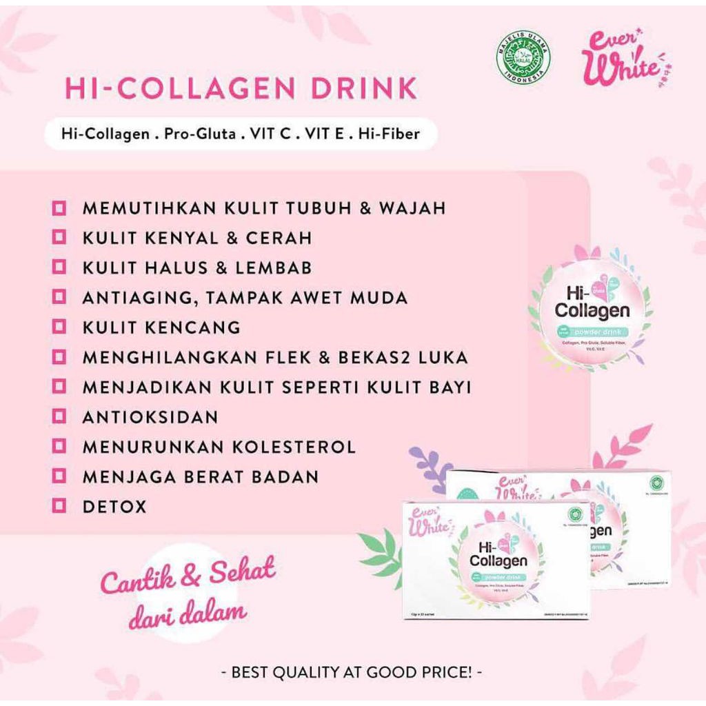 Everwhite Hi Collagen Powder Drink 12g X 20 Sachet Hicoll Indonesia