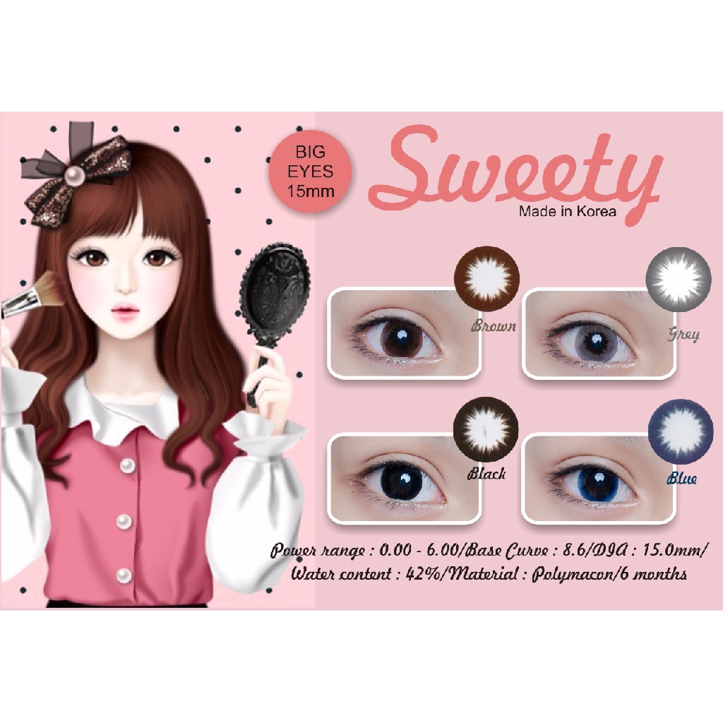 SOFTLENS SWEETY CTK 15 MM GREY MINUS (-0.50 S./D -6.00)