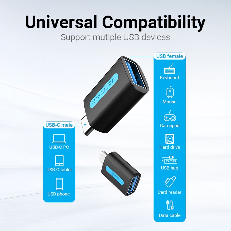 Vention Adapter Konverter Tipe C Ke Usb 3.0 Otg Male Ke Female 3a 5gbps Untuk Gamepad Handphone / Laptop / Tablet