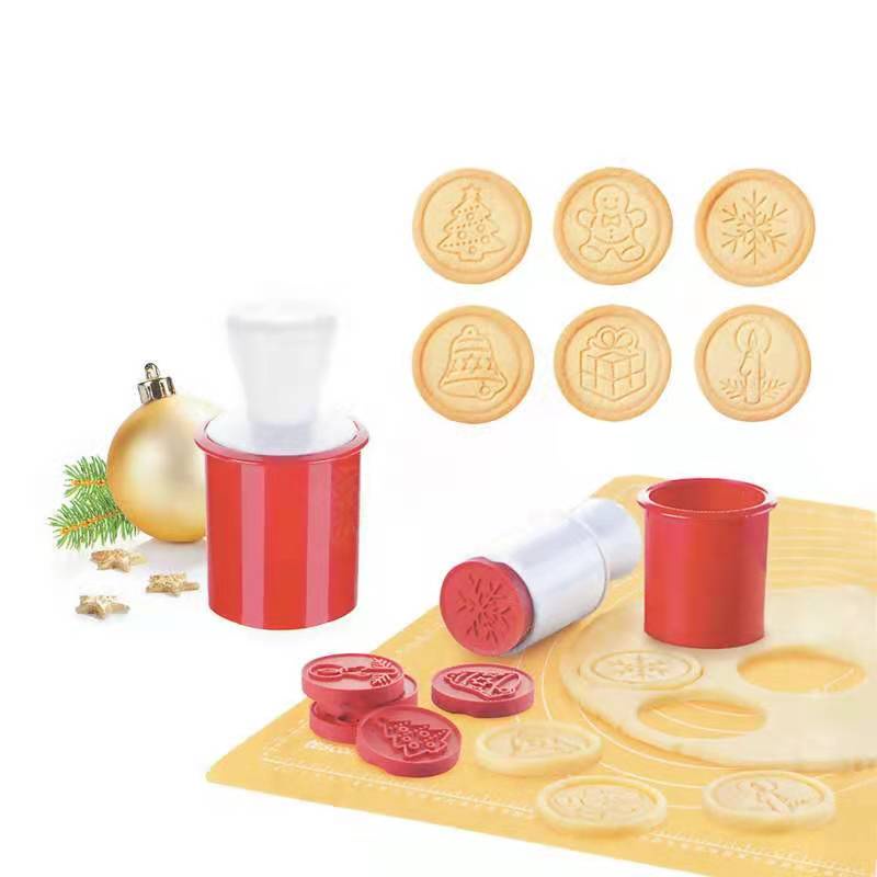 Cookie Stamp Cookie Cutter Bulat Fondant Cutter 1 Set Press 6 Mold