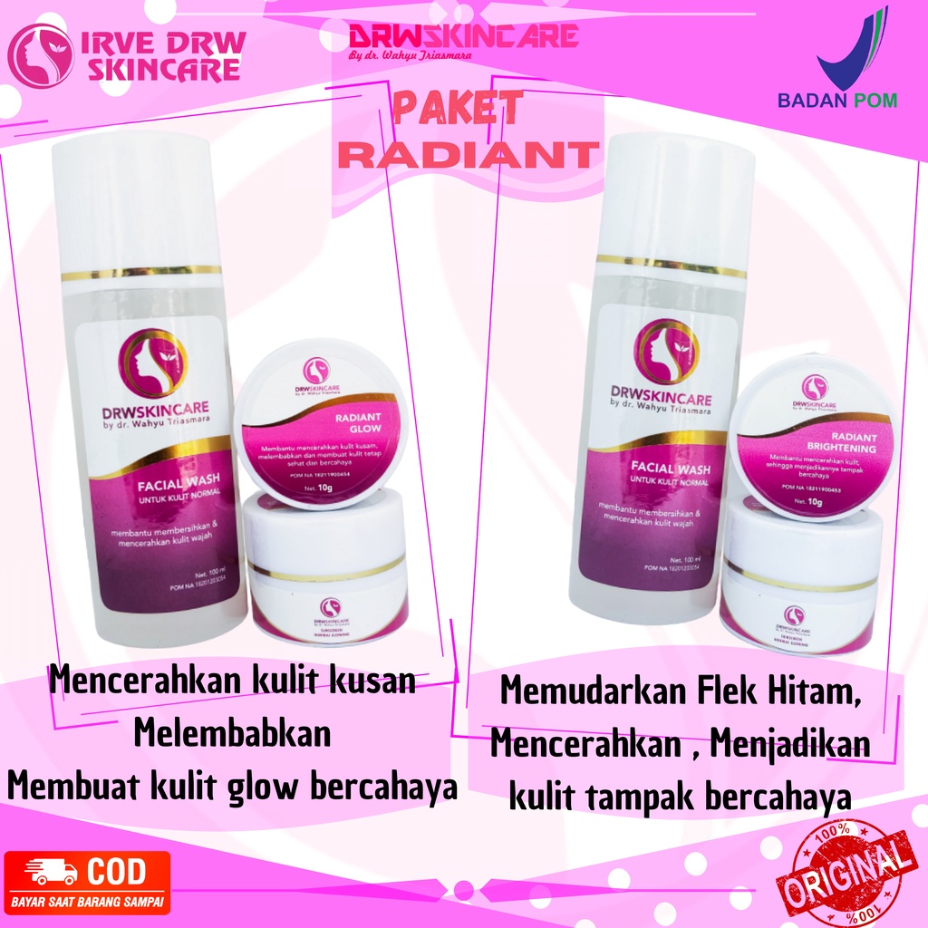 Drw Skincare Paket Radiant Acne Brightening Kulit Berjerawat Berminyak Menyamarkan Noda Hitam Bpom-2