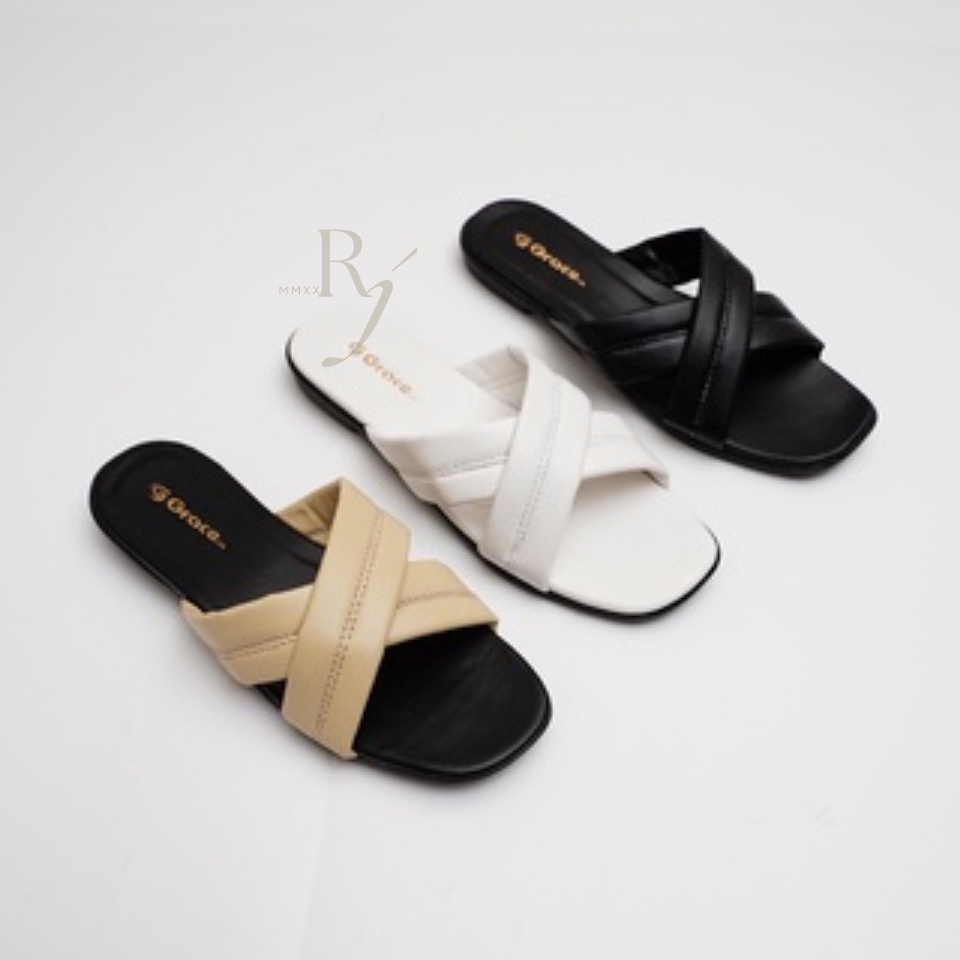 GRACE [MELISA Silang] Sandal Selop Kelly/ Sandal Flat Wanita Silang / Sendal Wanita Puffy