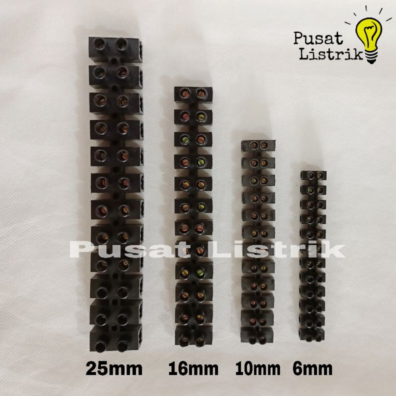 Terminal Blok 6mm 10mm 16mm 25mm Hitam ATN/Cosmo Sambungan Kabel Listrik Hitam