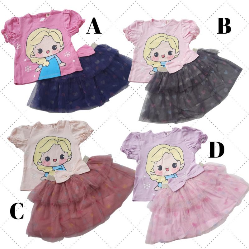 Setelan Rok Tutu Anak Bayi Perempuan Mi Angel Usia 1-2 Tahun Motif Elsa/ Fashion Anak Cewek Untuk Be