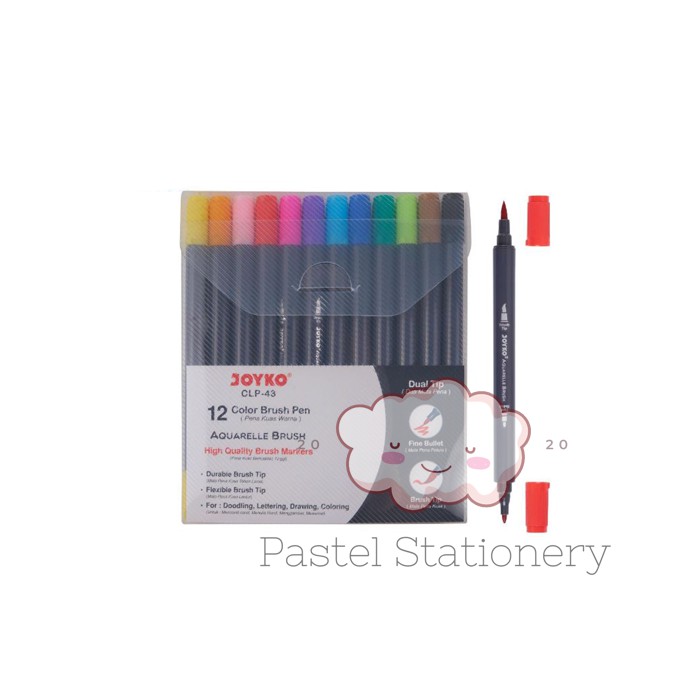 

Color Brush Pen Joyko 12 Colors CLP-43 - Pena Spidol Kuas Warna High Quality