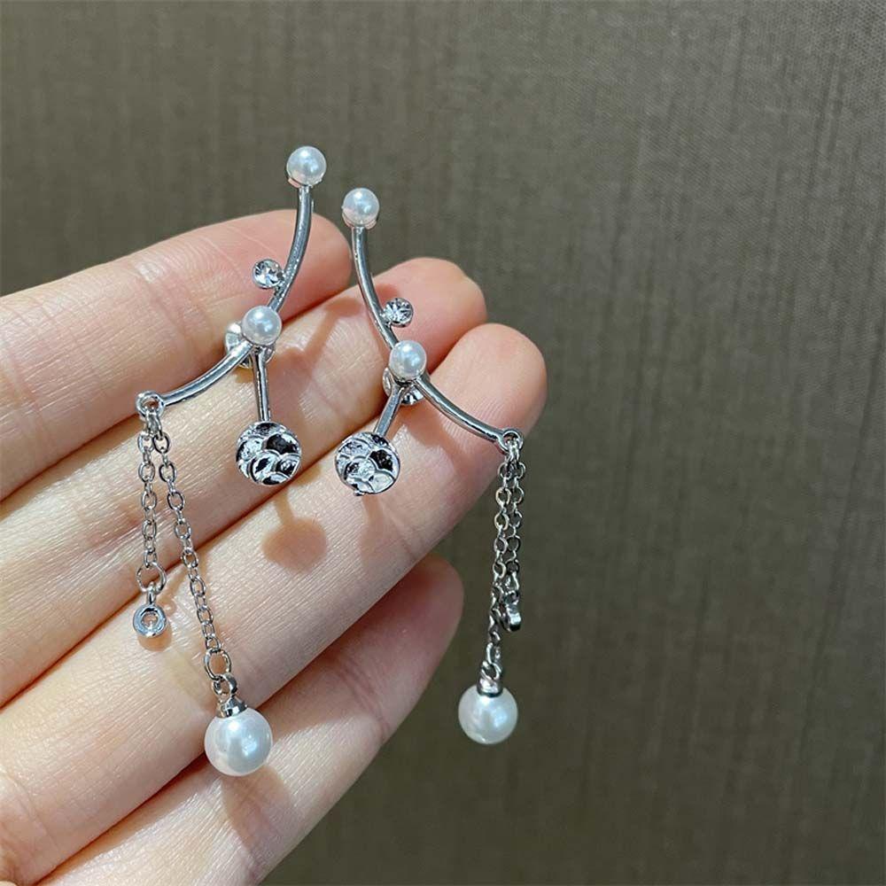 Mxbeauty Menjuntai Anting Trendi Temperamen Mutiara Liontin Berlian Imitasi Perempuan Elegan Korea Ear Stud